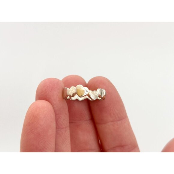 Heart Shaped Love Themed Minimalist 925 Sterling Silver Vintage Ring - sz 5.75 - Picture 4 of 8